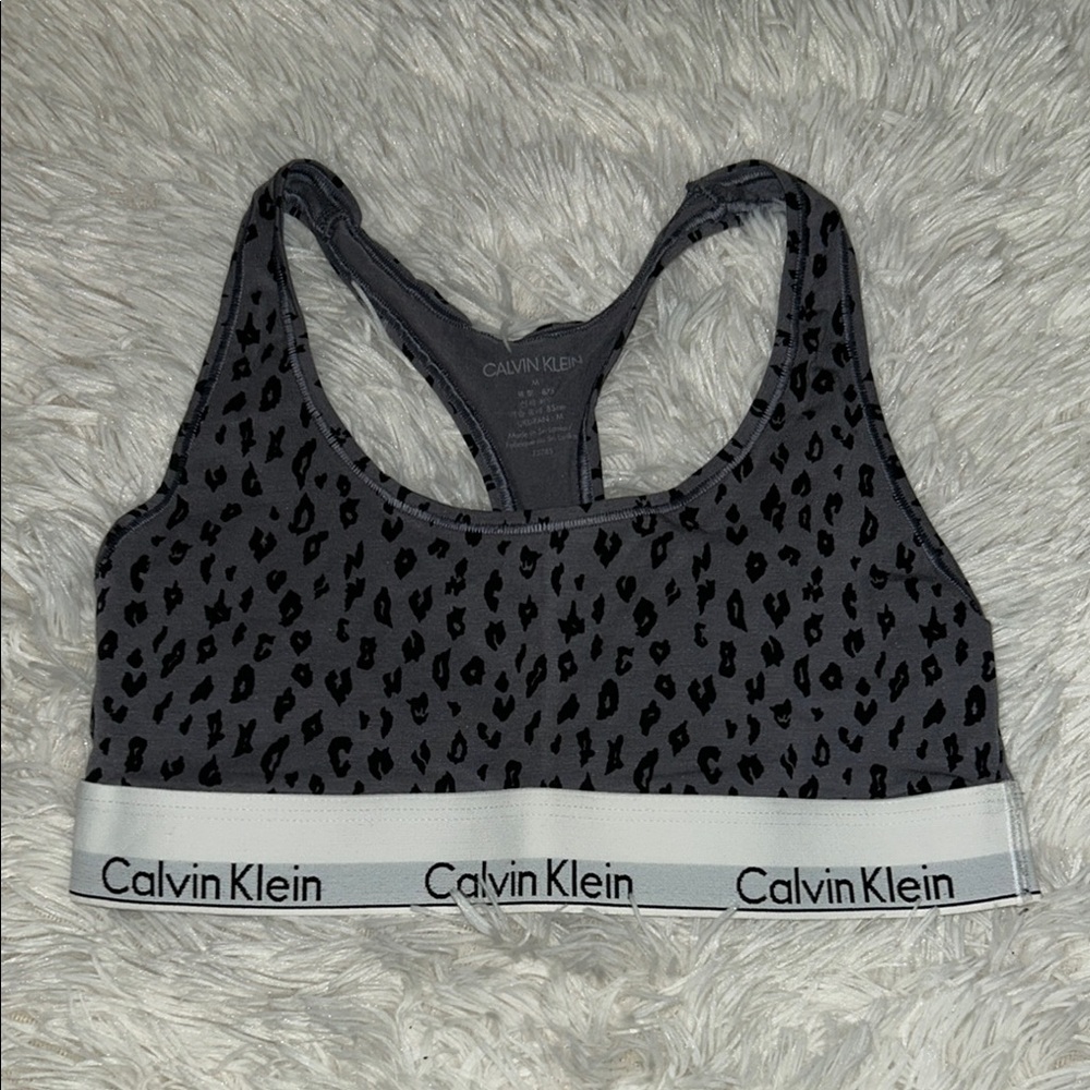 Calvin Klein Gray and Black Leopard Print Bralette